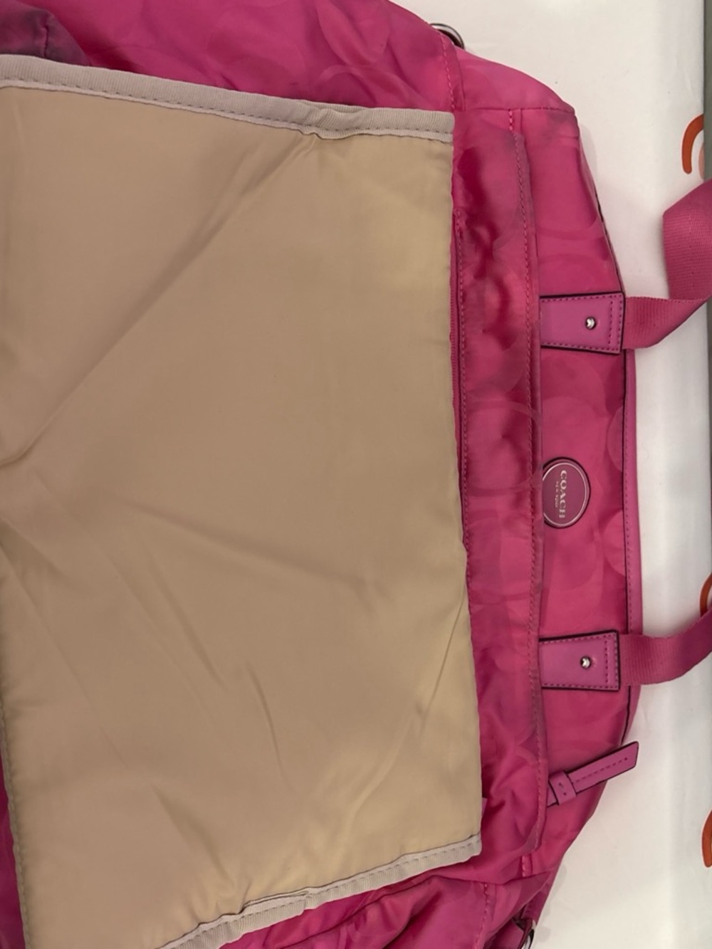 Coach Pink Baby Bag with Beige Changing Pad